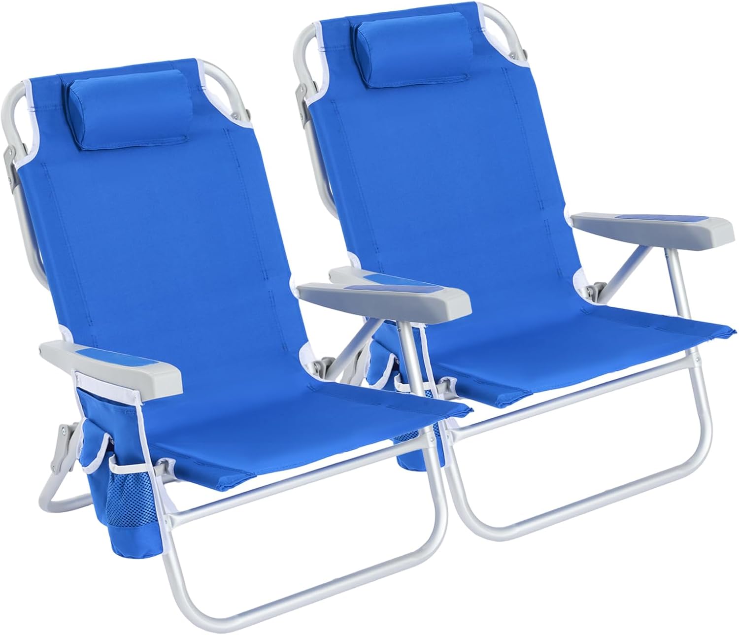 Low-profile beach chairs (set of 2) — compact and portable; ideal for the beach, camping, and travel.