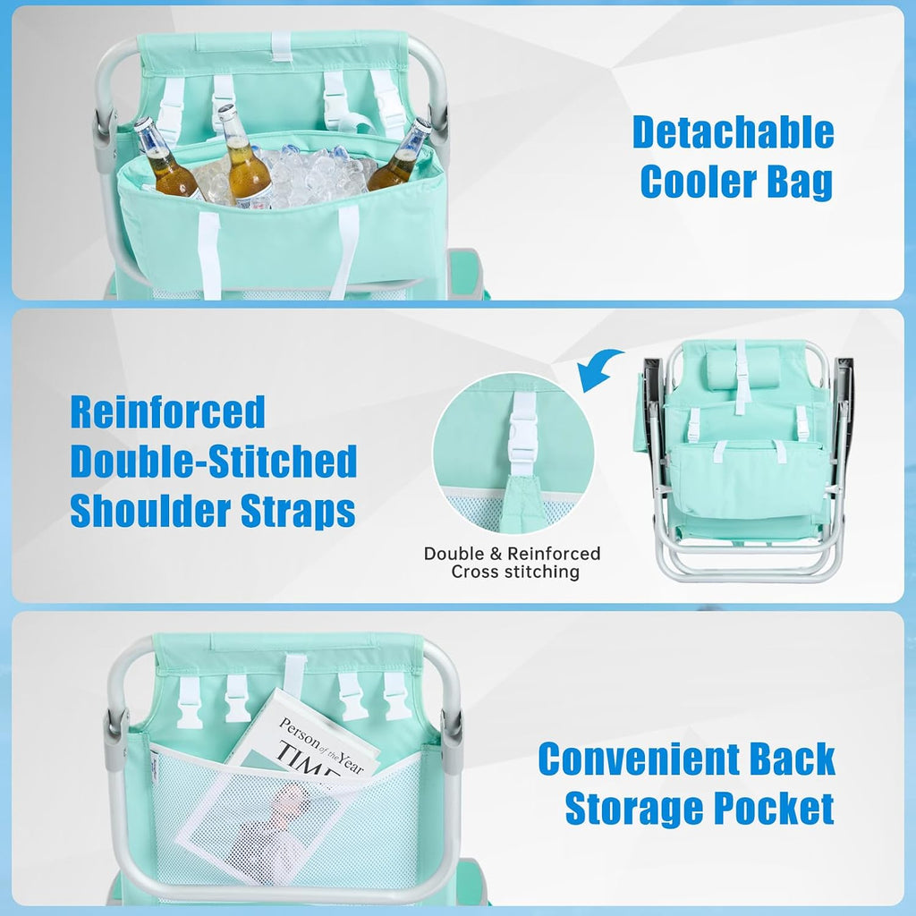Low-profile beach chairs (set of 2) — compact and portable; ideal for the beach, camping, and travel.