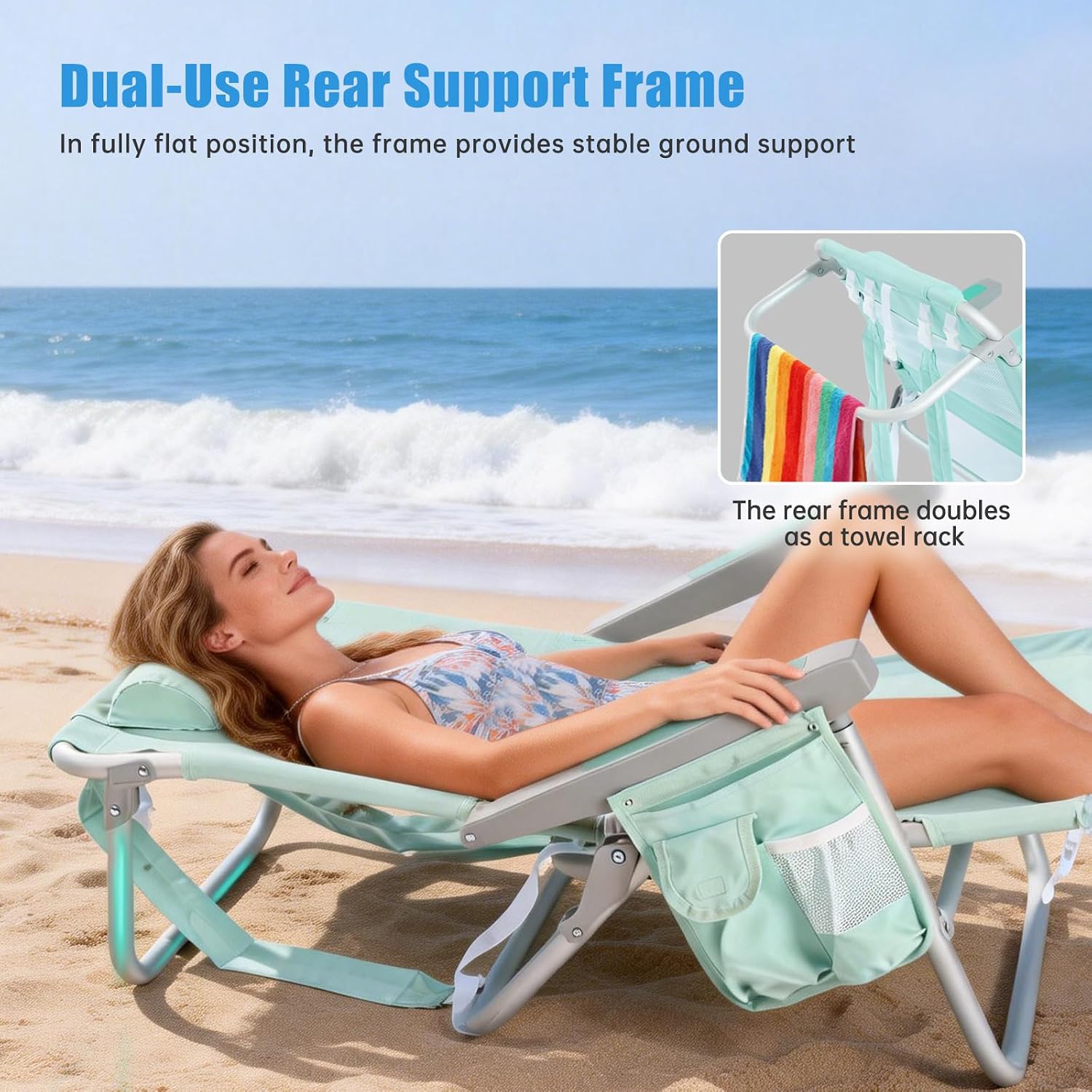 Low-profile beach chairs (set of 2) — compact and portable; ideal for the beach, camping, and travel.