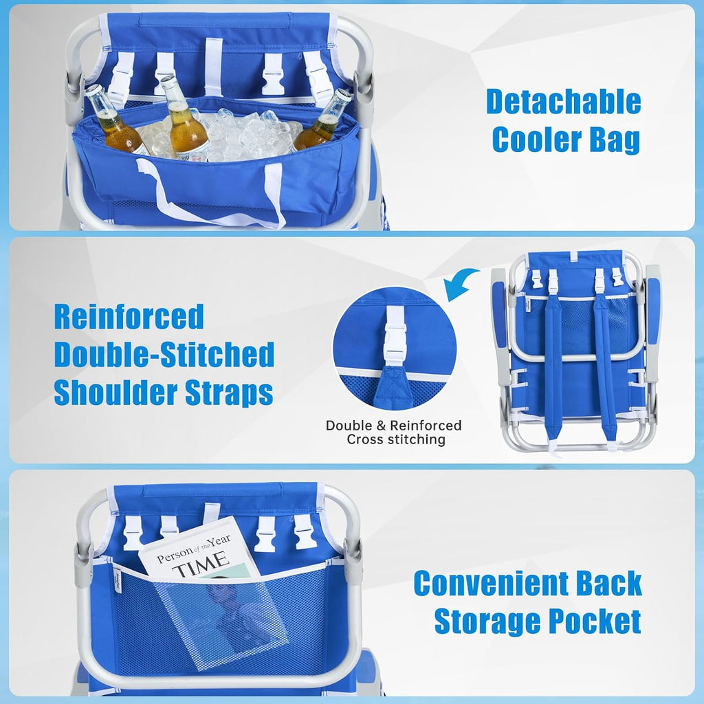 Low-profile beach chairs (set of 2) — compact and portable; ideal for the beach, camping, and travel.