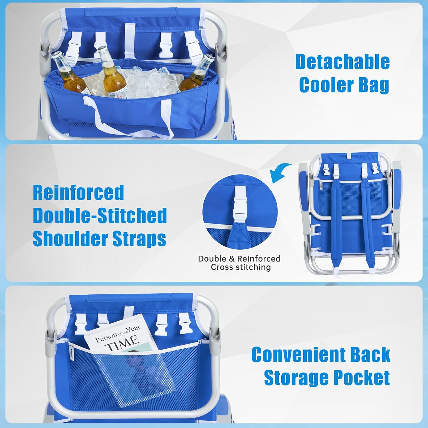 Low-profile beach chairs (set of 2) — compact and portable; ideal for the beach, camping, and travel.