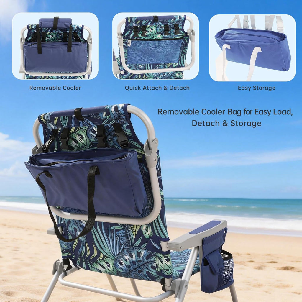 Low-profile beach chairs (set of 2) — Portable, foldable, backpack-style design