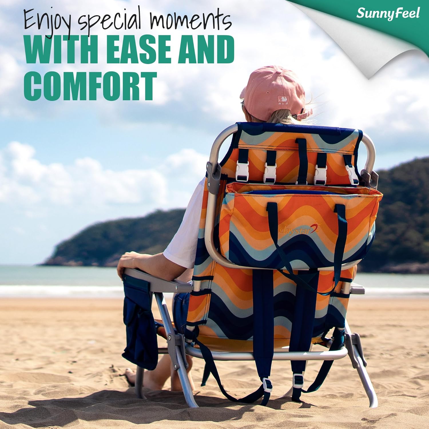 Low-profile beach chairs (set of 2) — 5-position adjustable (including lay-flat mode)