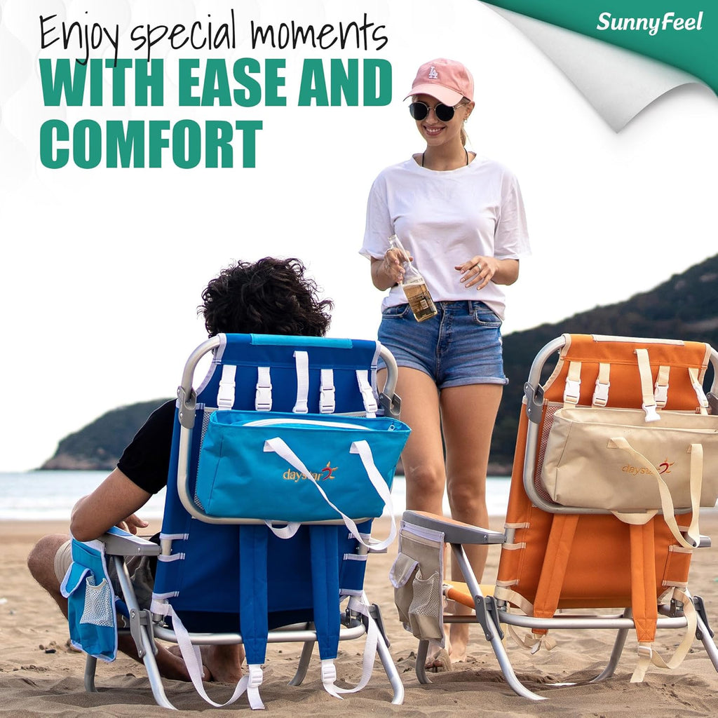 Low-profile beach chairs (set of 2) — 5-position adjustable